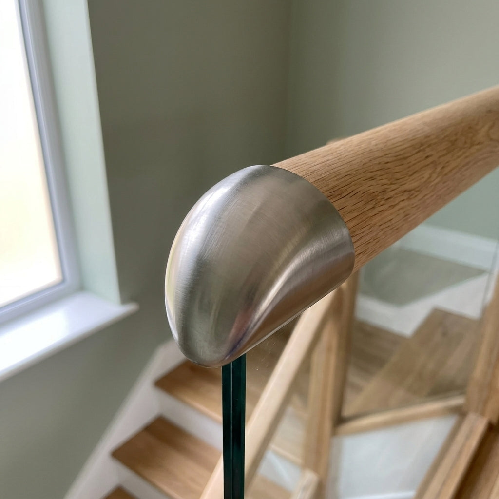 Mopstick Handrail End Cap 54mm Diameter - Brushed Nickel (view 2)
