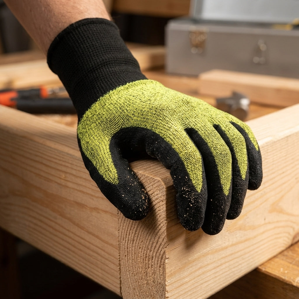 Touchscreen Work Gloves Green Latex Grip - Medium Large XL (view 2)