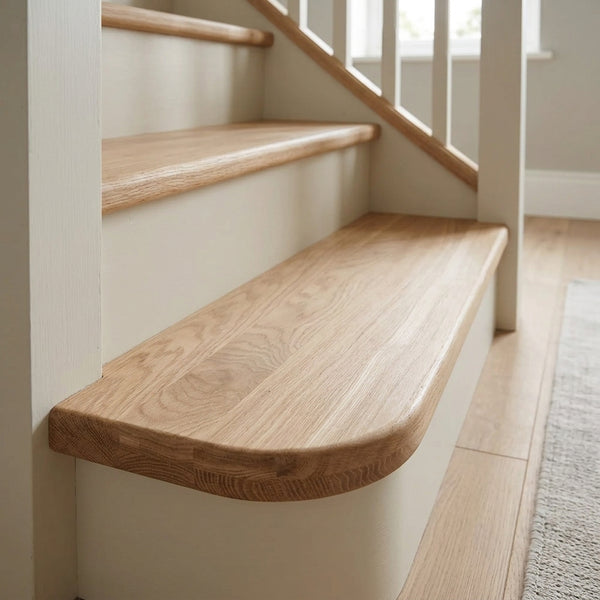 Oak Bullnose Tread Left or Right Hand - 40mm Nosing
