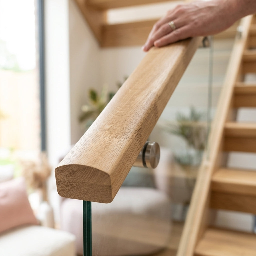 Oak Finger Joint Handrail Ungrooved 70x45mm Prime Grade (view 2)