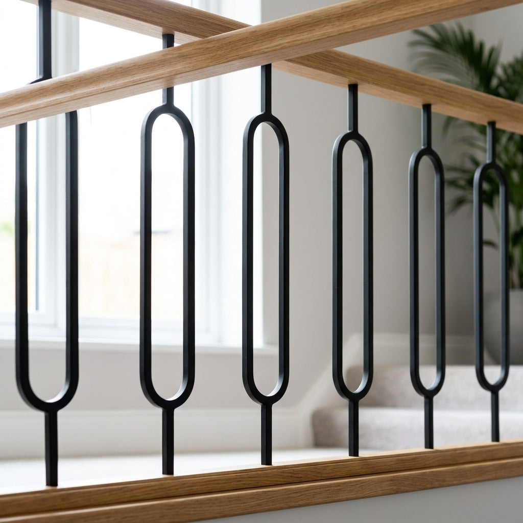 Metal Spindle Rounded Rectangle Matt Black – Staircase