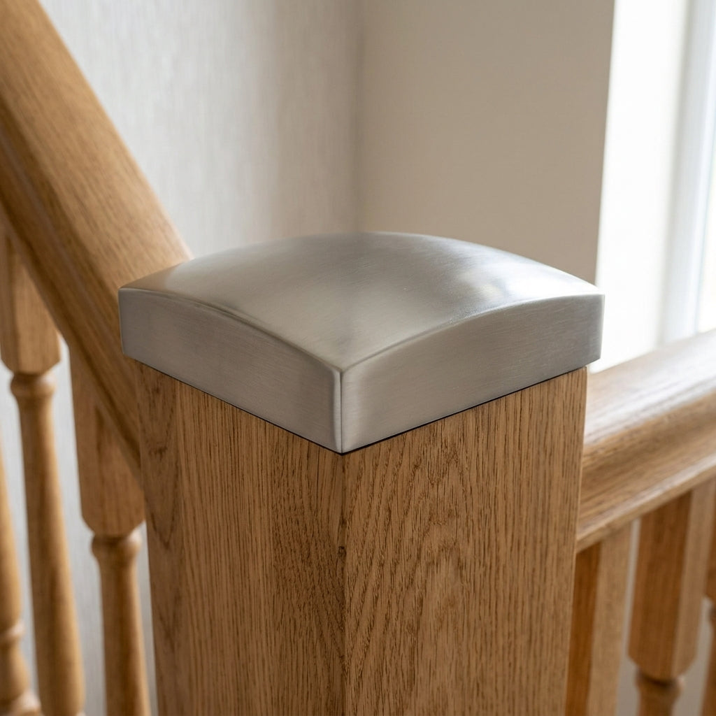 Square Newel Cap 90mm Chrome Metal Staircase (view 2)