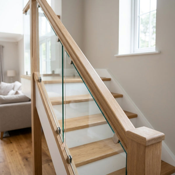 Oak Handrail Grooved for 8mm Glass – 1800–4200mm