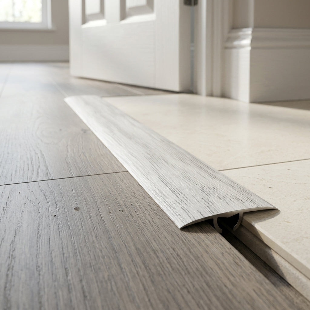 Aluminium Floor Profile 0.93m Snow Oak - Transition Strip