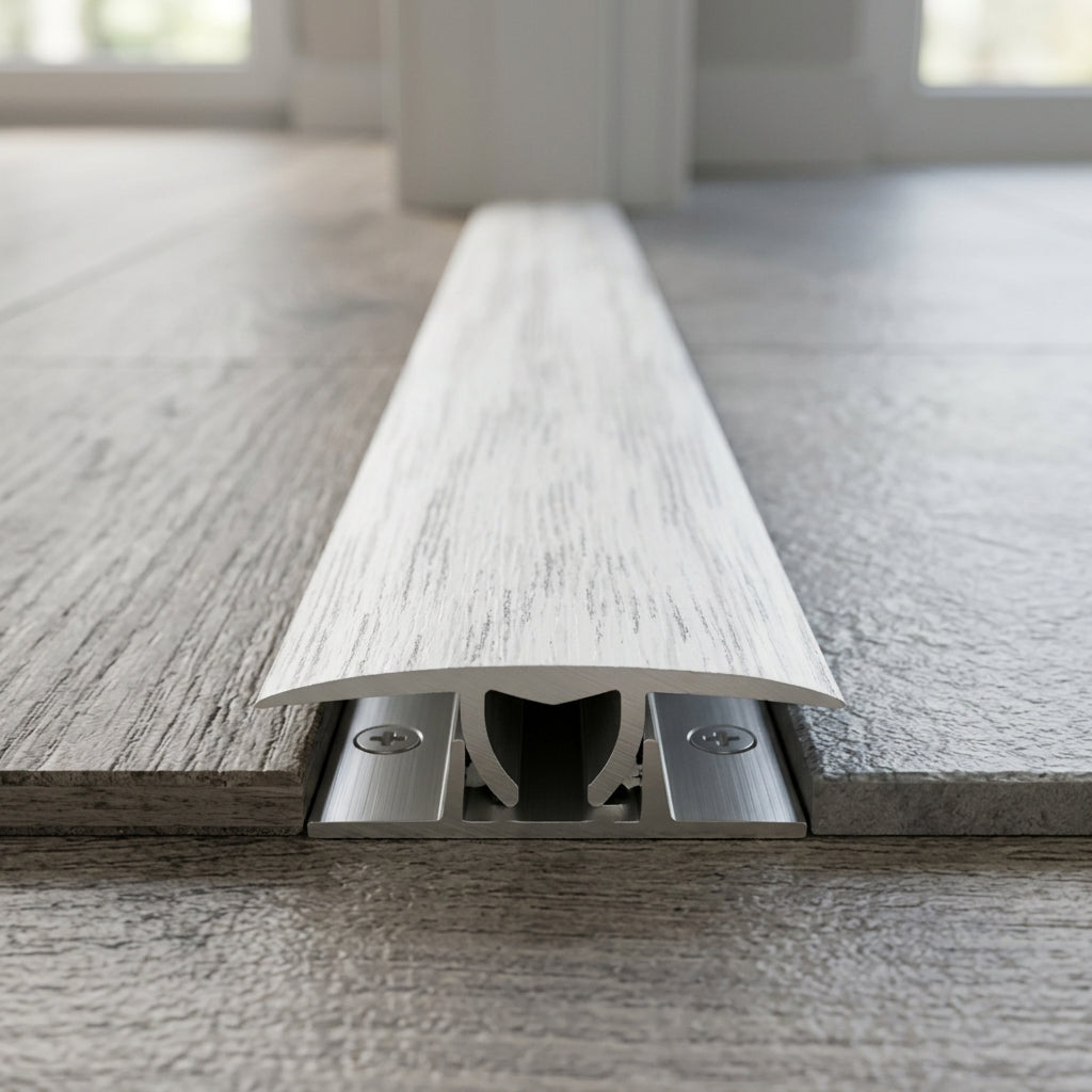 Aluminium Floor Profile 0.93m Snow Oak - Transition Strip (view 2)