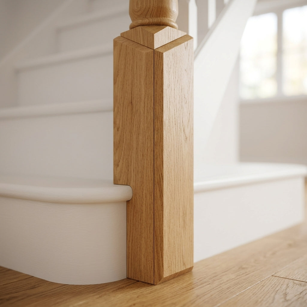 Mitred Solid Oak Newel Post Cladding 115 x 115mm (view 2)
