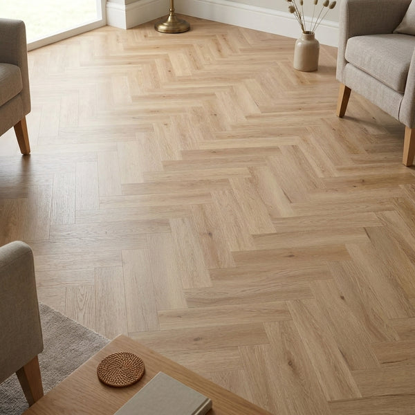 Herringbone Luxury Vinyl Flooring, Yankee Oak, 5G Click