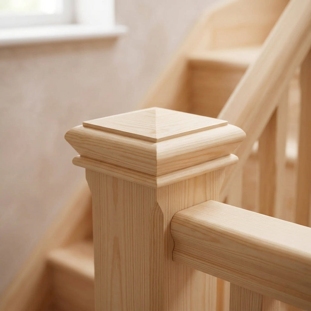 Pine Pyramid Newel Cap 90mm – Stair Post Finial (view 2)