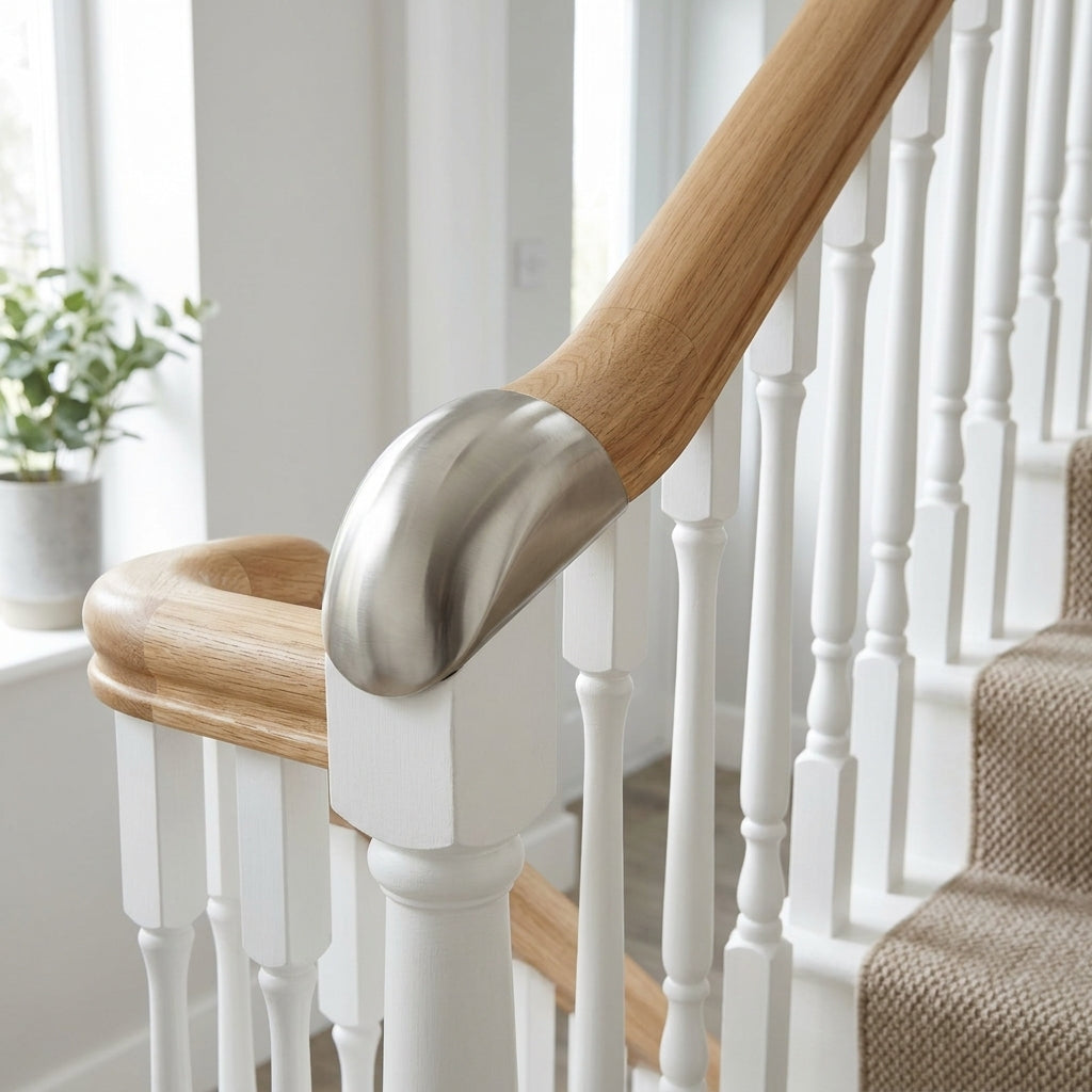Mopstick Handrail End Cap 54mm Diameter - Brushed Nickel