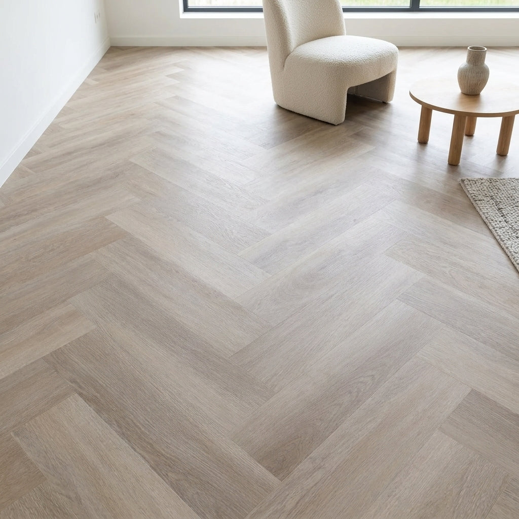 Herringbone Luxury Vinyl Flooring, Stamford Oak - 5G Click