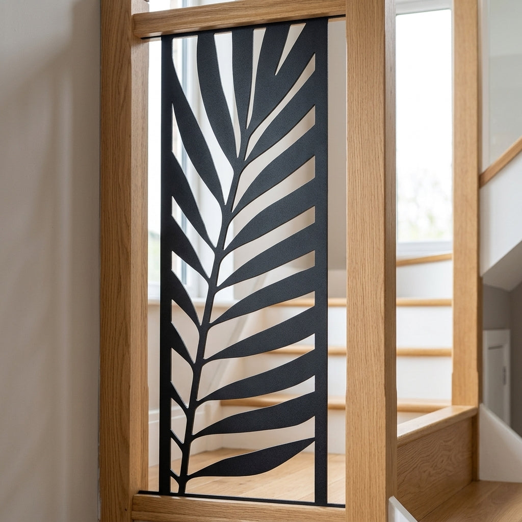 Metal Stair Panel LeafLine Design - Rake or Square (view 2)