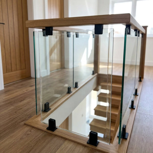 Bevelled Edge Landing Glass Panel 860x300mm 8mm Toughened