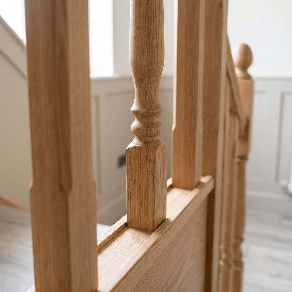Oak Finger Joint Baserail 105x26mm Grooved 90mm Spindles (view 2)