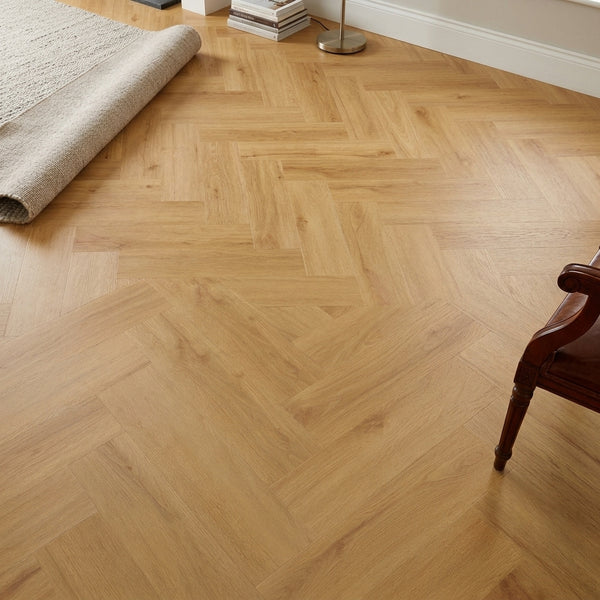 Herringbone Luxury Vinyl Floor, Virgin Oak, 5G Click