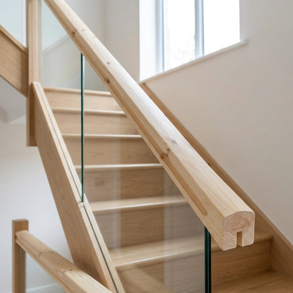Pine Handrail Grooved For Glass 3600mm Stair Rails