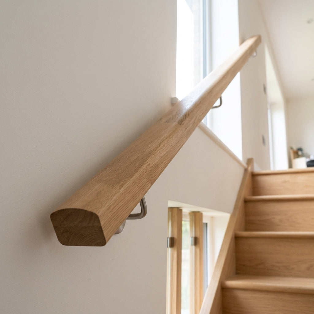 Oak Finger Joint Handrail Ungrooved 70x45mm Prime Grade