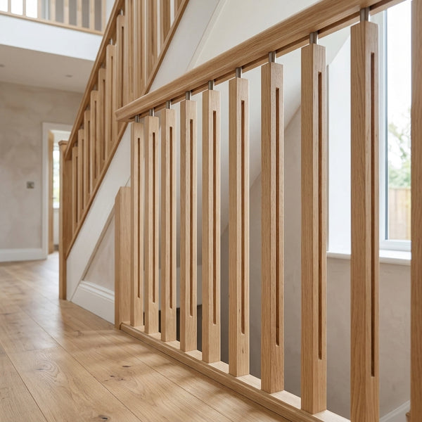 Oak Finger Joint Base Rail 13mm Grooved for Metal Spindles
