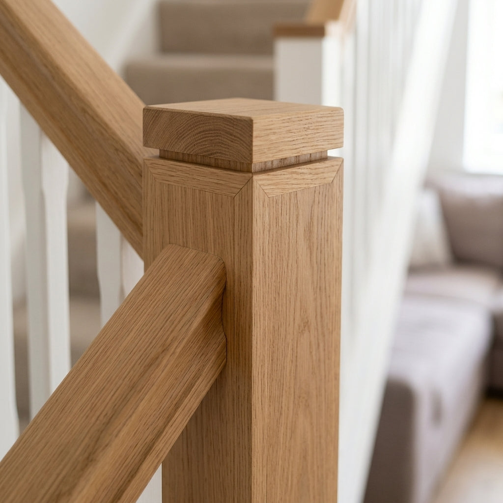 Solid Oak Newel Post Cladding 90 x 90mm - Mitred (view 2)