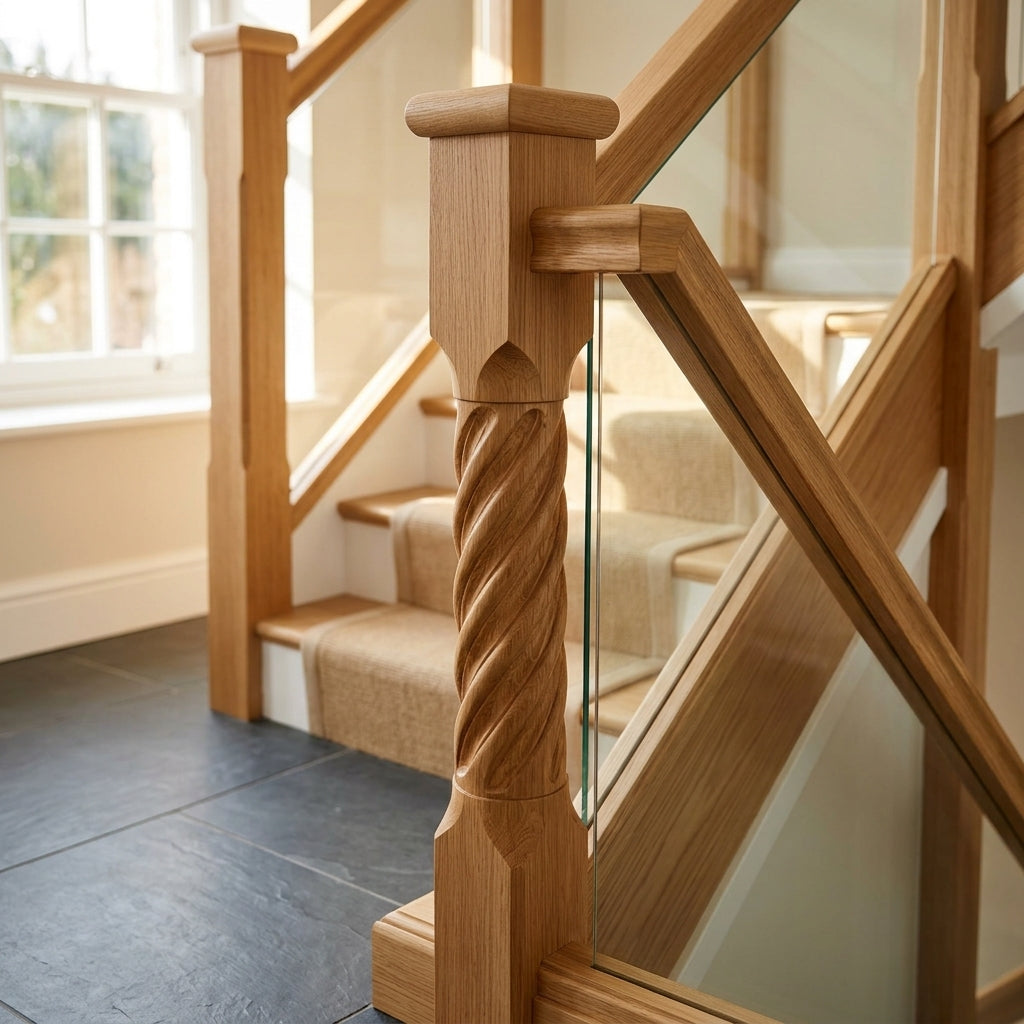 Flat Newel Cap Solid Oak 115mm Post - Full Or Half (view 2)