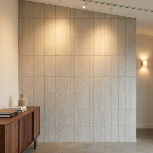 Large Format Concrete Massi Wall Tiles 4mm Ivory - Bathroom
