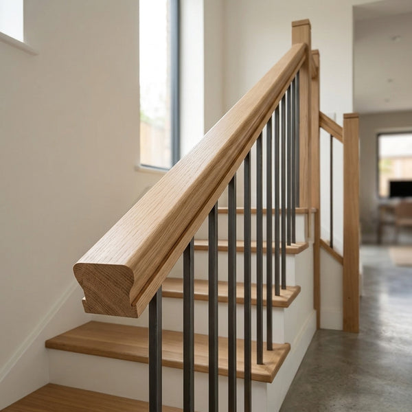 White Oak Handrail 13mm Grooved for Metal Panels