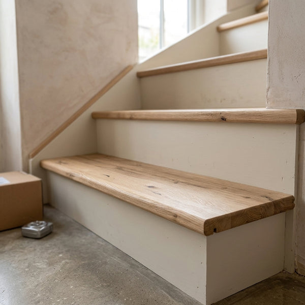 Rustic Oak Stair Tread 20mm Grooved - 900mm to 2000mm