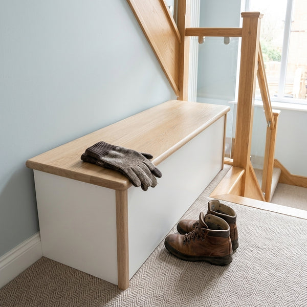 White Primed Bottom Step Riser With Angle Moulding