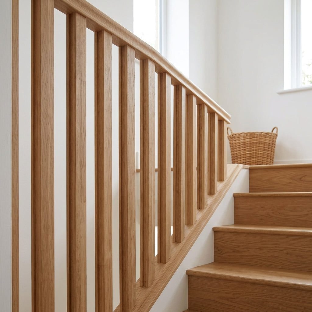 Oak Finger Joint Baserail 105x26mm Grooved 90mm Spindles