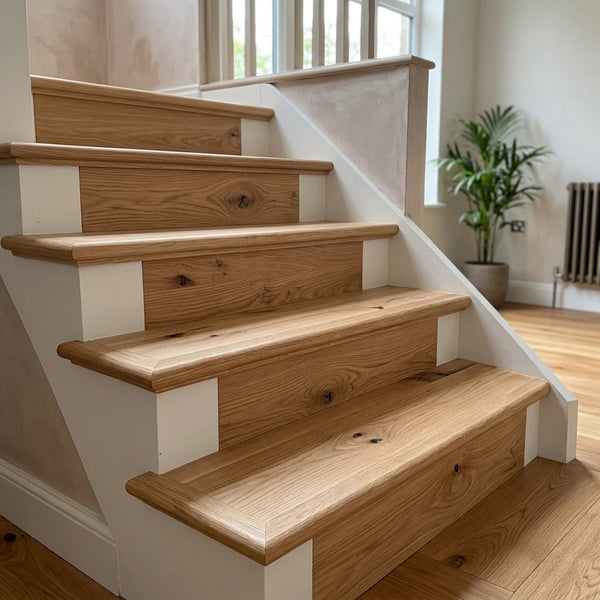 Rustic Oak Stair Tread Cladding With Nosing - 900mm to 2000mm