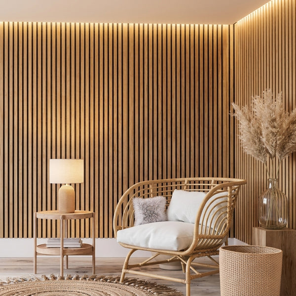 Natural Oak Slim Slat Wall Panel 2400mm x 300mm