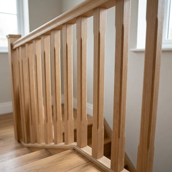 Oak Square Handrail Grooved 41mm Spindles - 1800–4200mm