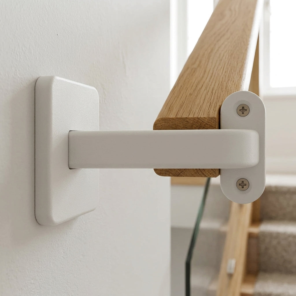 White Wall Handrail Bracket with Cable Channel (view 2)