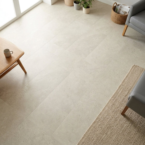 Vinyl Floor Tiles Ivory Tile-Look 5G Cross Lock