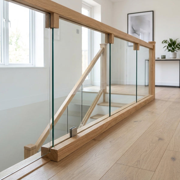 Oak Finger Joint Base Rail Grooved for 8mm Glass