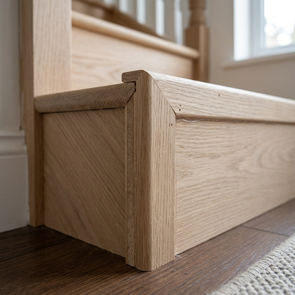 Oak Veneered Bottom Step Riser With Angle Moulding (view 2)