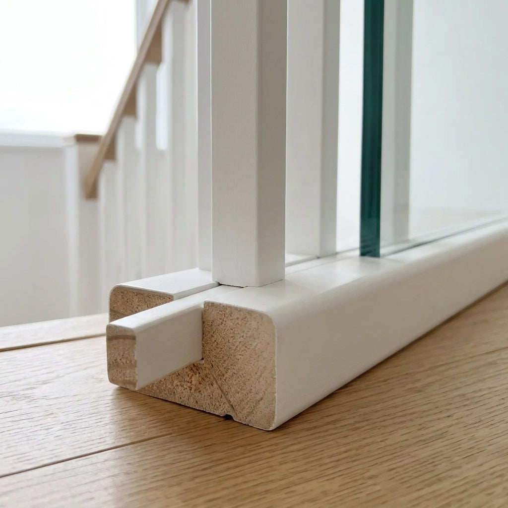 White Primed Timber Base Rail 8mm Glass Groove - 1800mm, 2400mm, 4200mm (view 2)