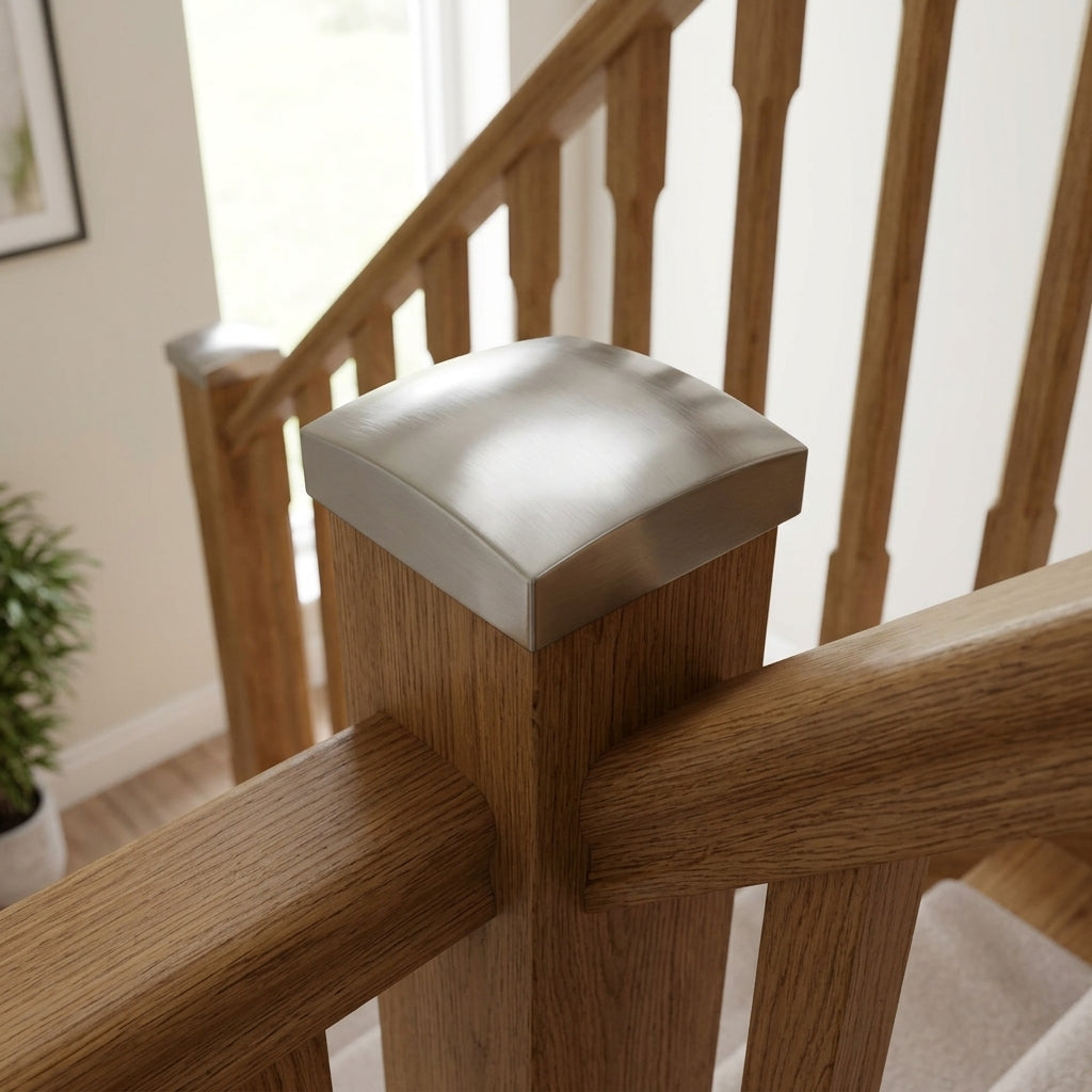 Square Newel Cap 90mm Chrome Metal Staircase