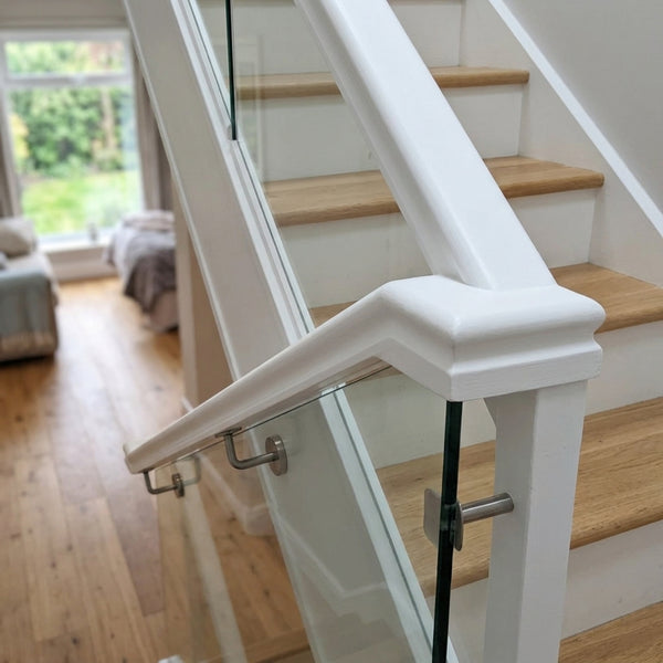 White Primed Timber Handrail Grooved for 8mm Glass