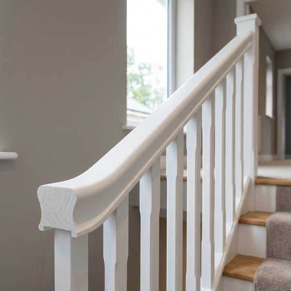 White Primed Omega Handrail 41mm Groove - 1500mm, 2400mm or 3900mm