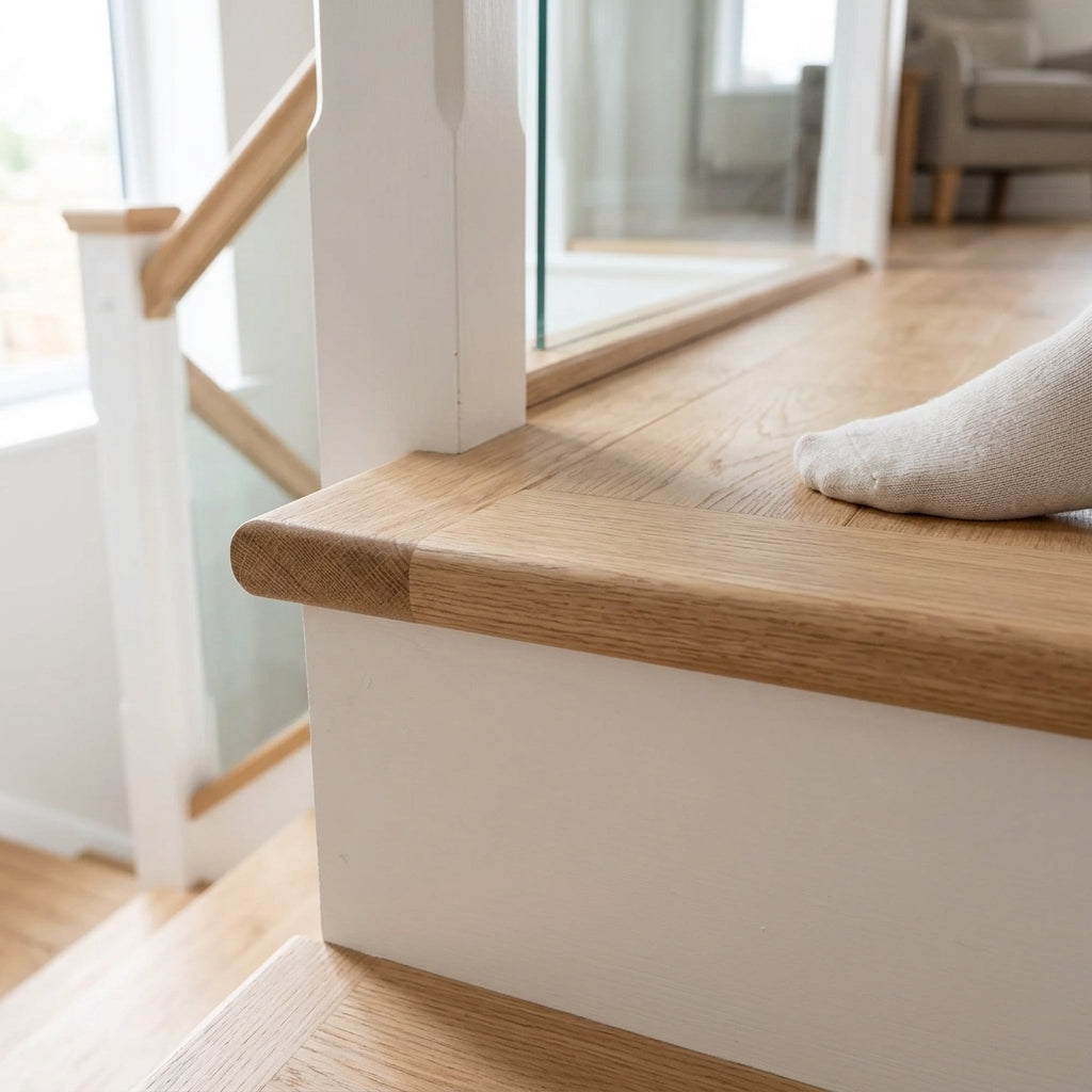 Rustic Oak Landing Tread 100mm Width - 900mm, 1000mm or 1300mm (view 2)