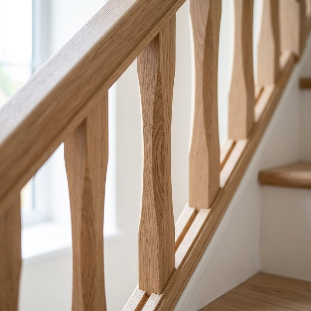 Oak Square Handrail Grooved 41mm Spindles - 1800–4200mm (view 2)