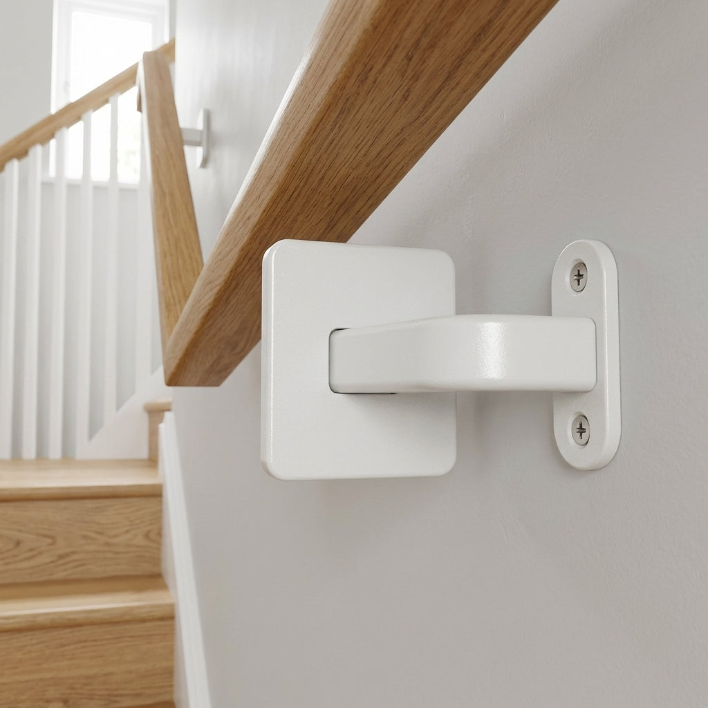 White Wall Handrail Bracket with Cable Channel