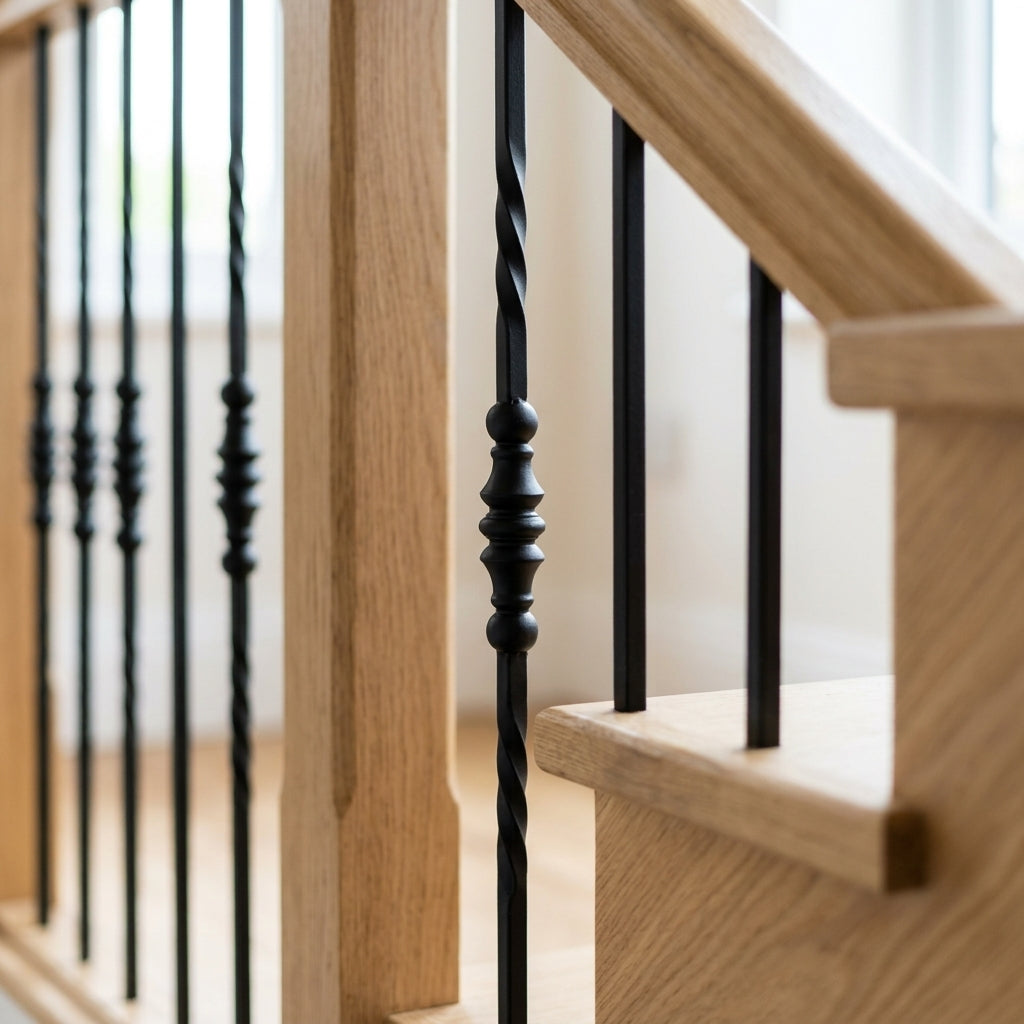 Square Metal Spindle Matt Black - Staircase Balustrade (view 2)