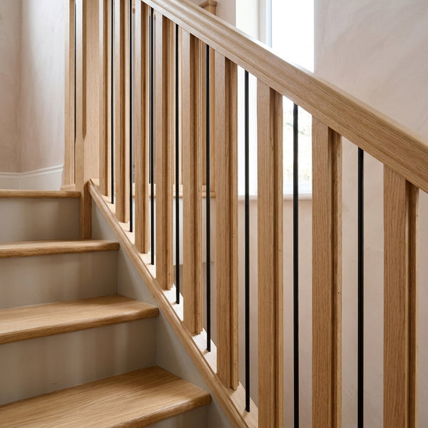 Oak Finger Joint Handrail 41mm Grooved For Metal Spindles