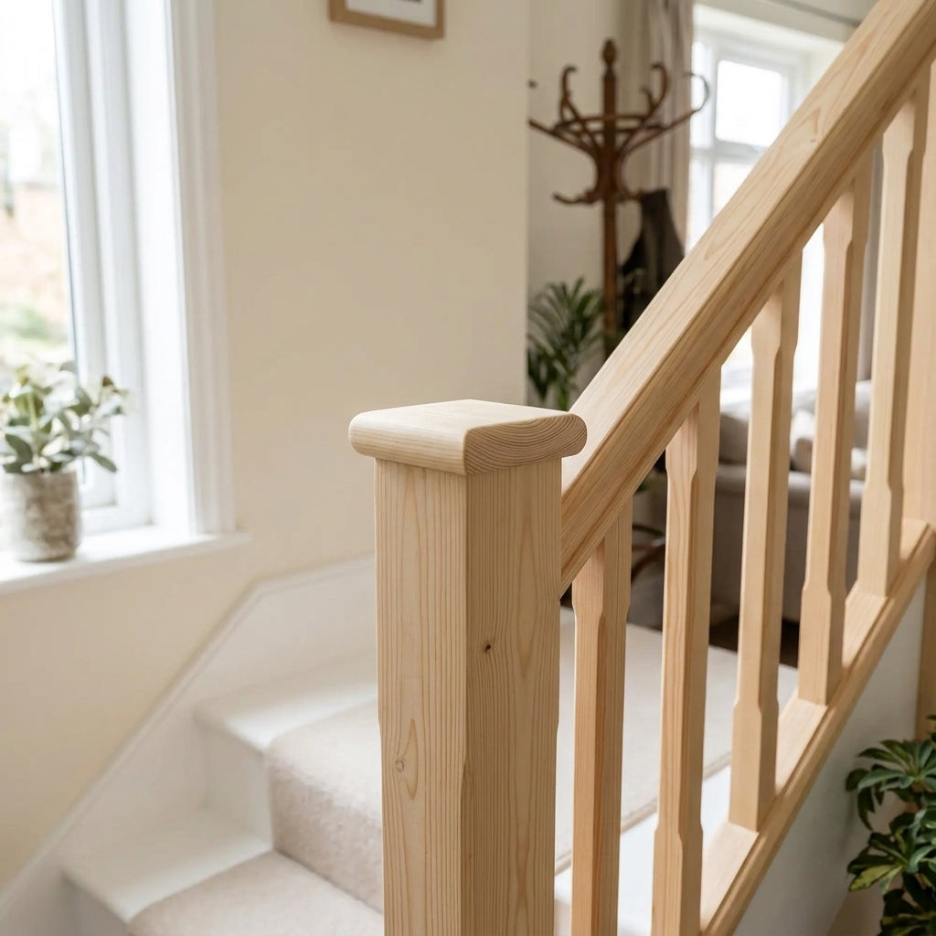 Pine Flat Newel Cap 90mm Square Unfinished Stair Post