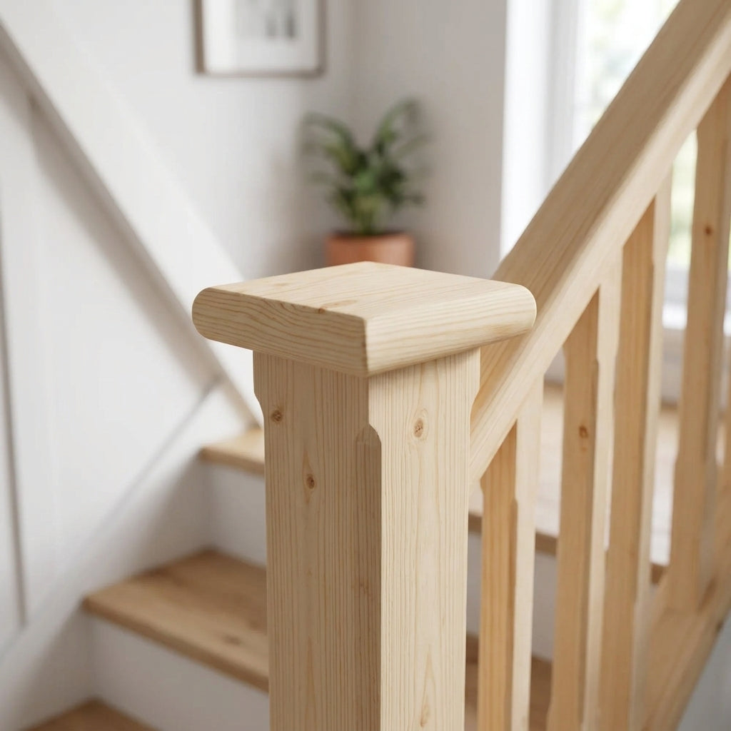 Pine Flat Newel Cap 90mm Square Unfinished Stair Post (view 2)