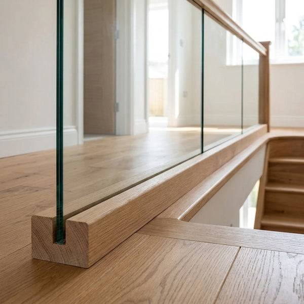 Oak Baserail Grooved for 8mm Glass – 1800–4200mm