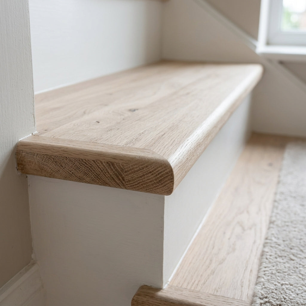 Rustic Oak Bottom Step Left or Right Hand - Stair Tread (view 2)