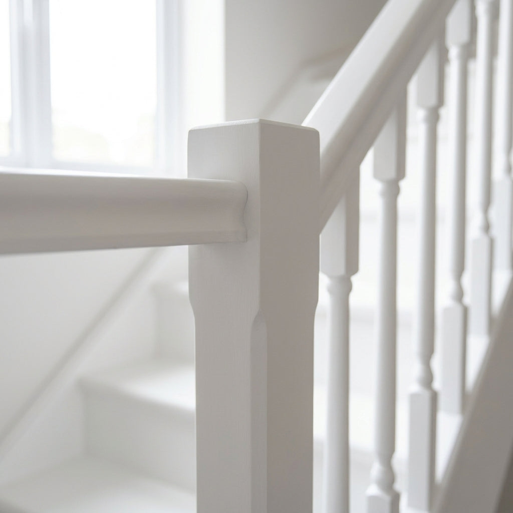White Primed Twisted Timber Newel Post 90mm For Staircases (view 2)