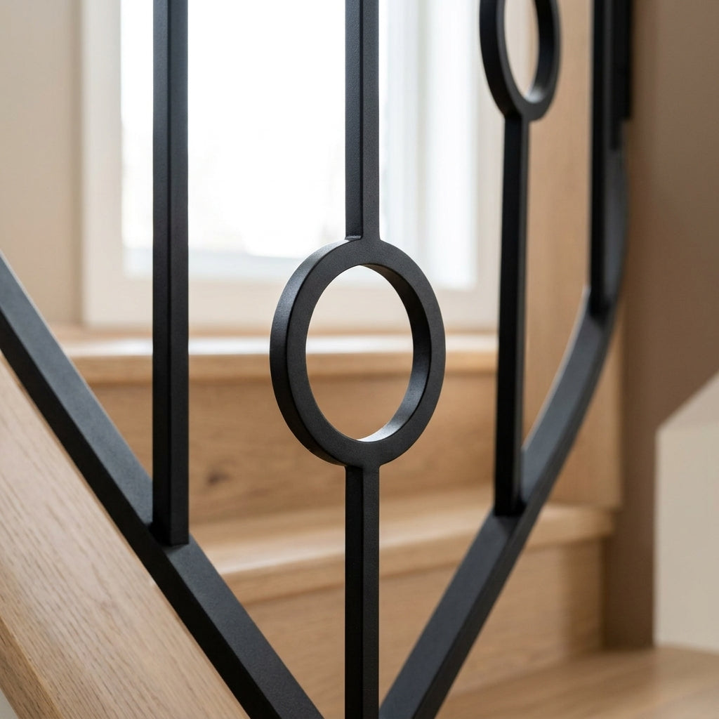 Circle Design Metal Stair Spindle, Matt Black (view 2)